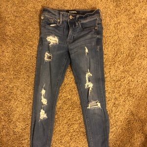 Express ripped jeans ankle legging mid rise 00